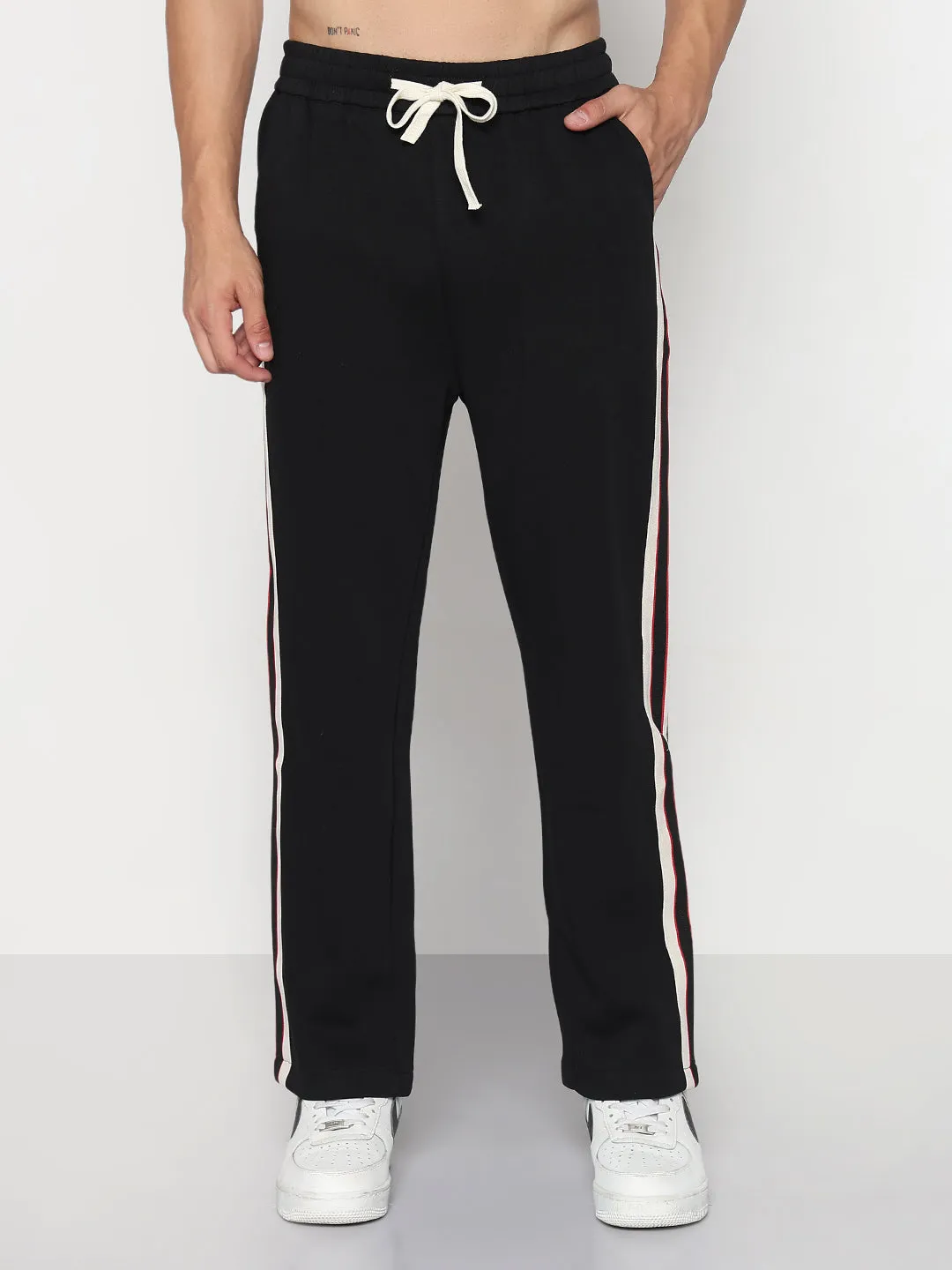 Men's Black Athleisure Straight Fit Trouser Flex Foam Inserts