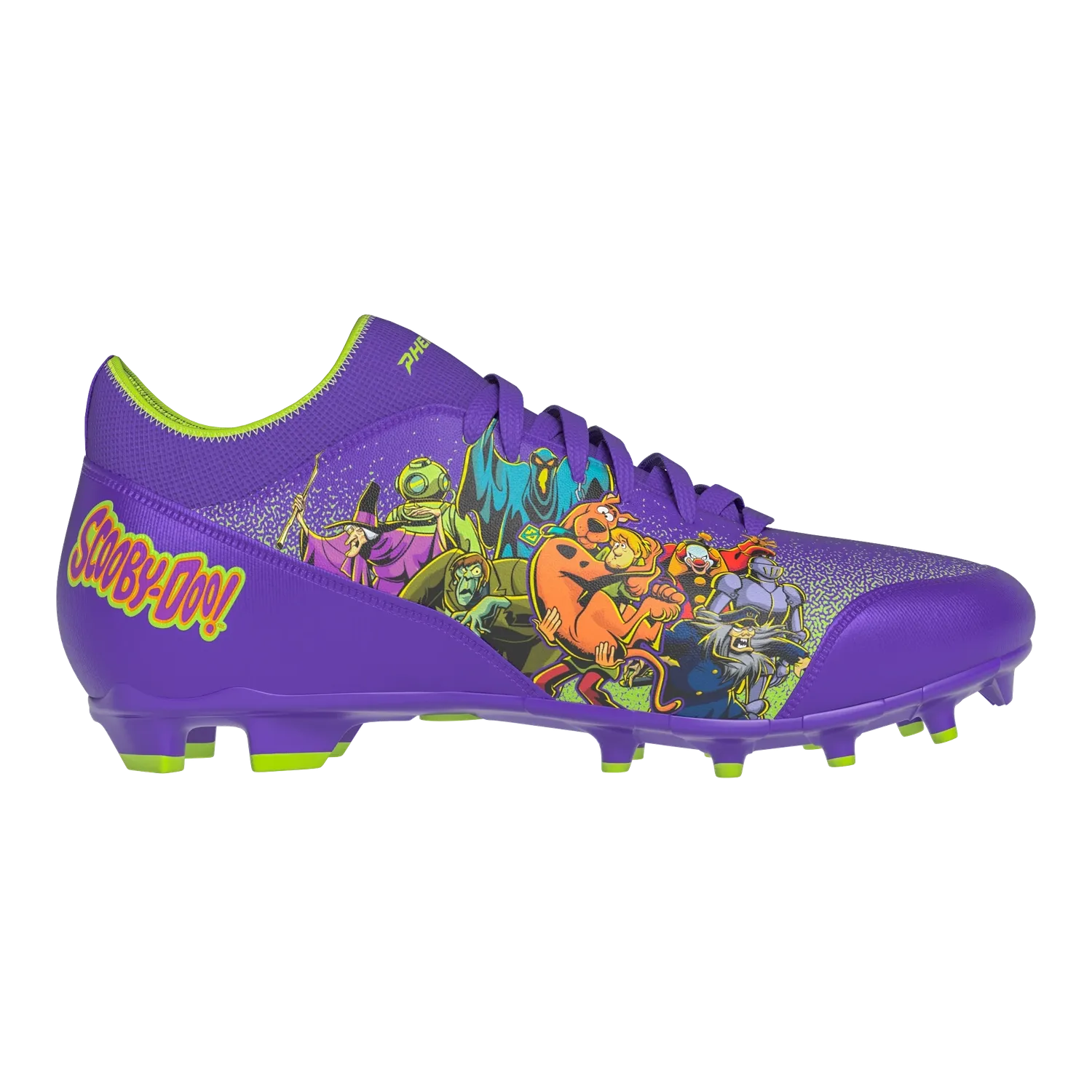 Multi Directional Cleat Pattern Comfort Cushion Phenom Elite Men's Scooby-Doo 'Unmasked' Purple Velocity 3.0 Football Cleats