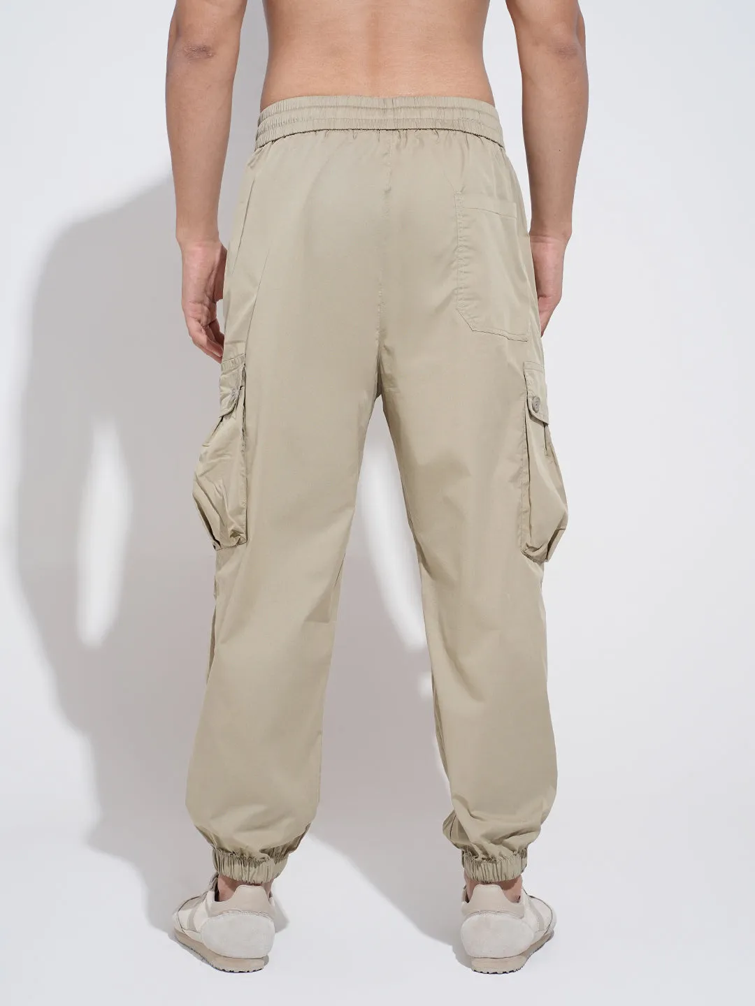Men's Beige Regular Fit Joggers Versatile Layering