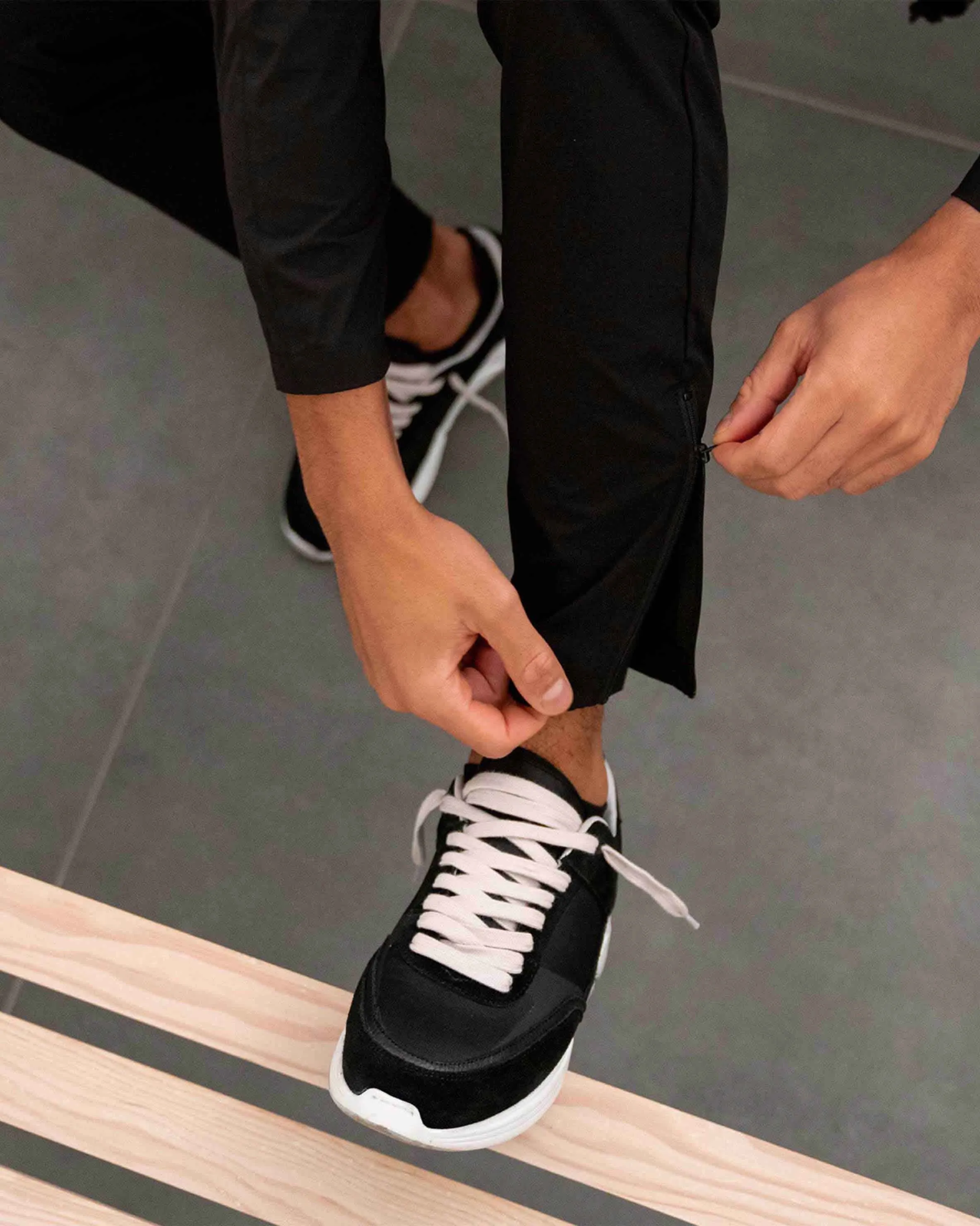 247 Zip Pant - Black Modern Waist Relaxed Design