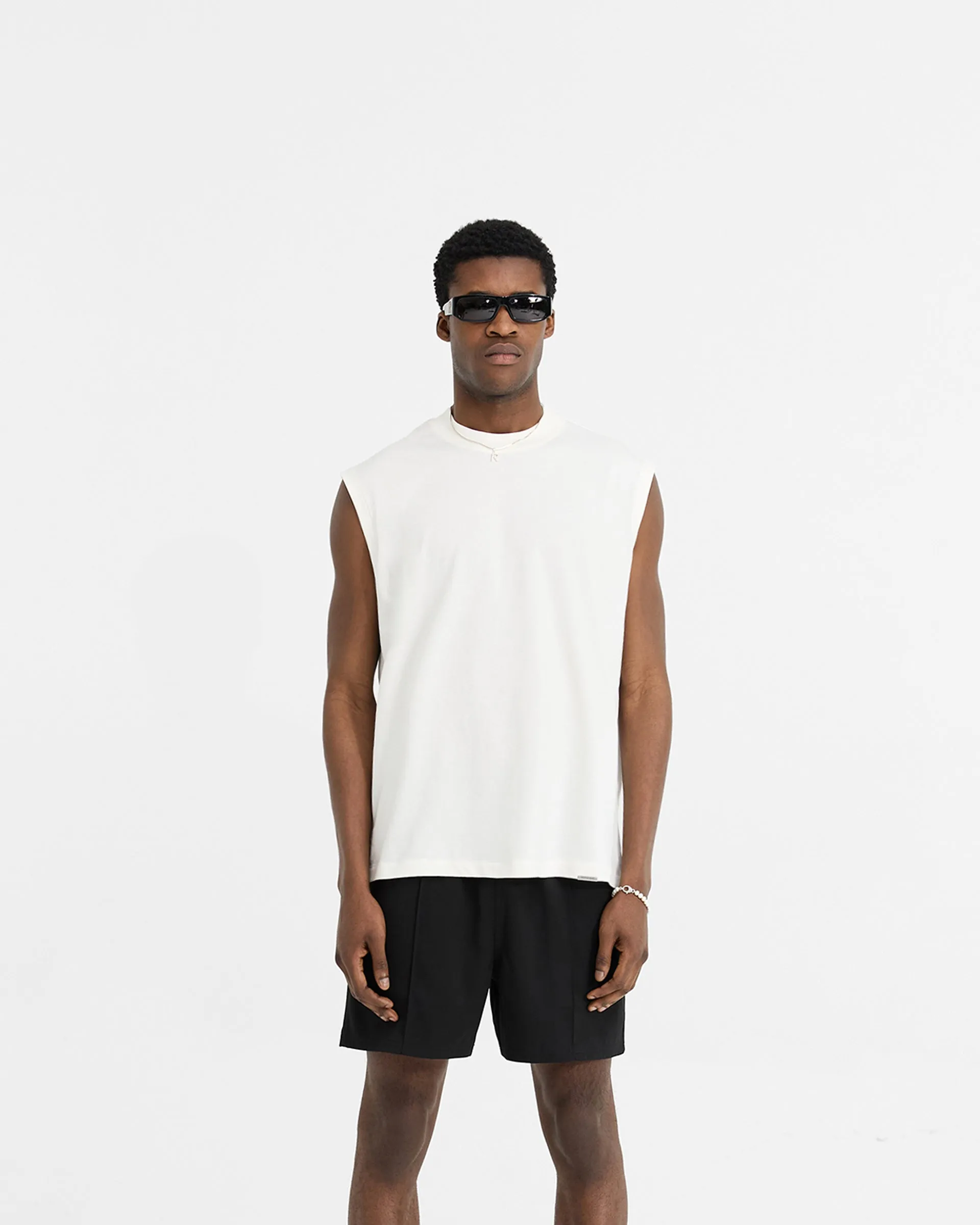 Initial Boxy Tank - Flat White Casual Flex Design Breathable Stretch