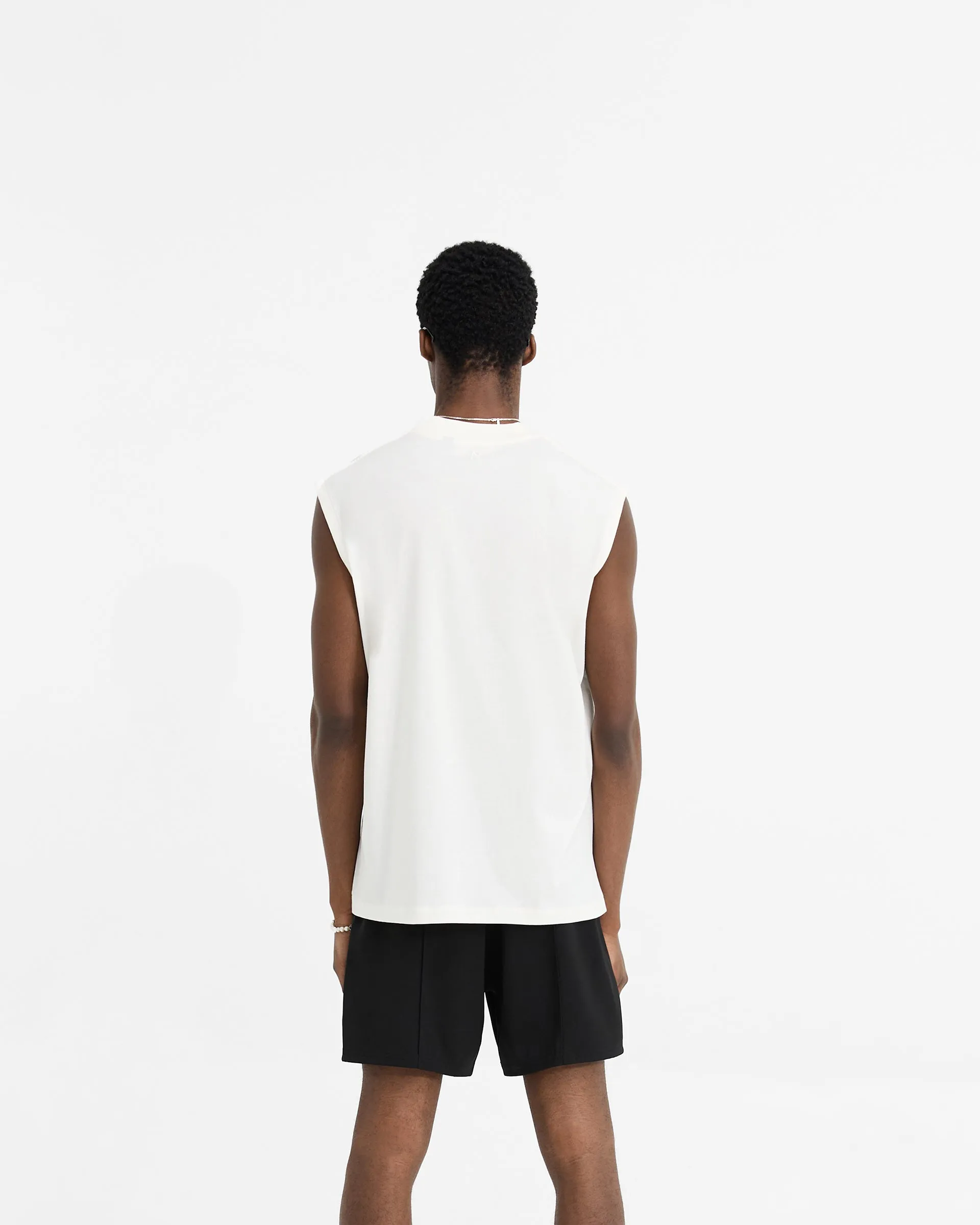 Fashion-Forward Look Low Profile Silhouette Initial Boxy Tank - Flat White