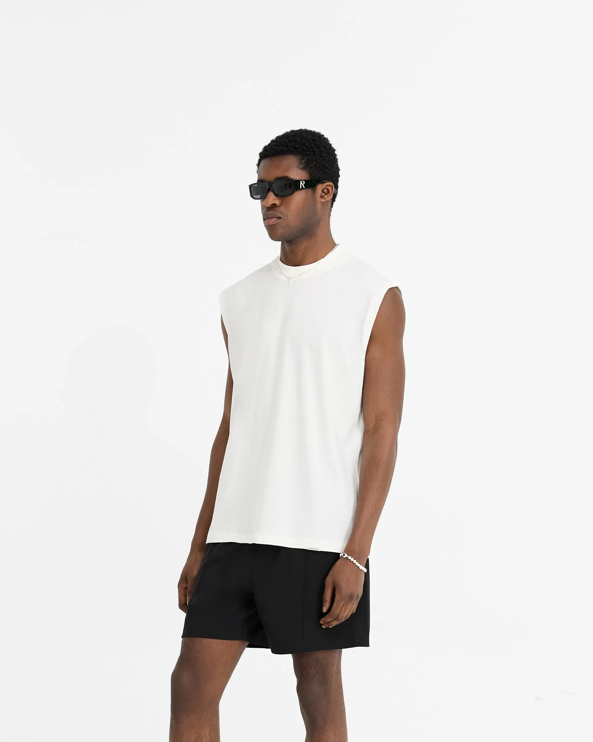 Initial Boxy Tank - Flat White Soft and Relaxed Chill Design