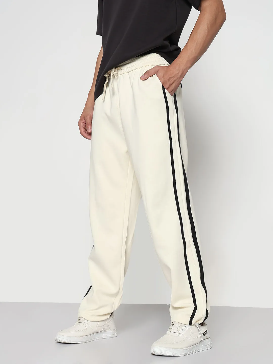 City Wear Men's Cream Relaxed Fit Trouser