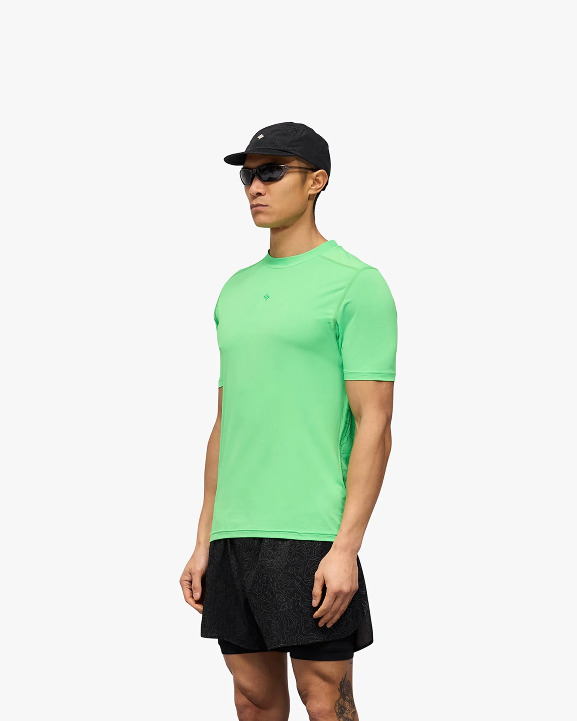 247 Contour Run T-Shirt - Speed Green sequined details Active Essentials