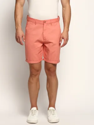 Wrinkle Free Fabric Reinforced Stress Points Men's Peach Mid-Raise Cotton Chino Shorts