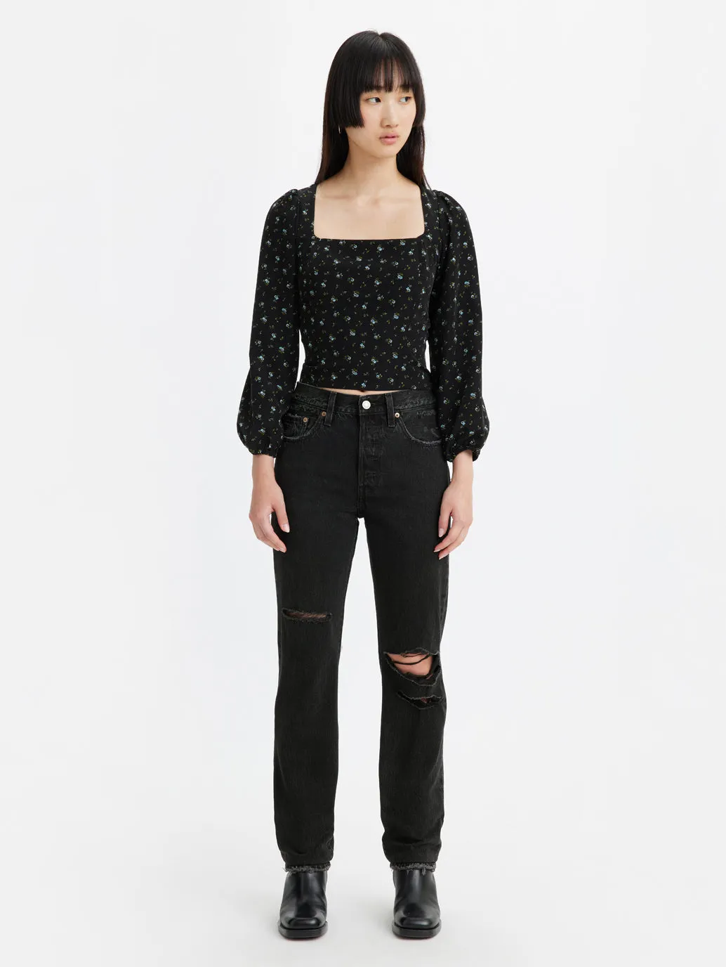 Women's 501 Black Straight Fit Mid Rise Jeans Everyday Pick Reliable Outfit