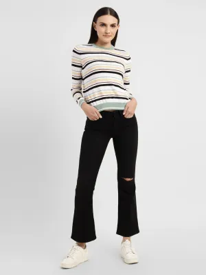 Women's 715 Black Flared Fit Mid Rise Jeans Everyday Piece Bold Earthy