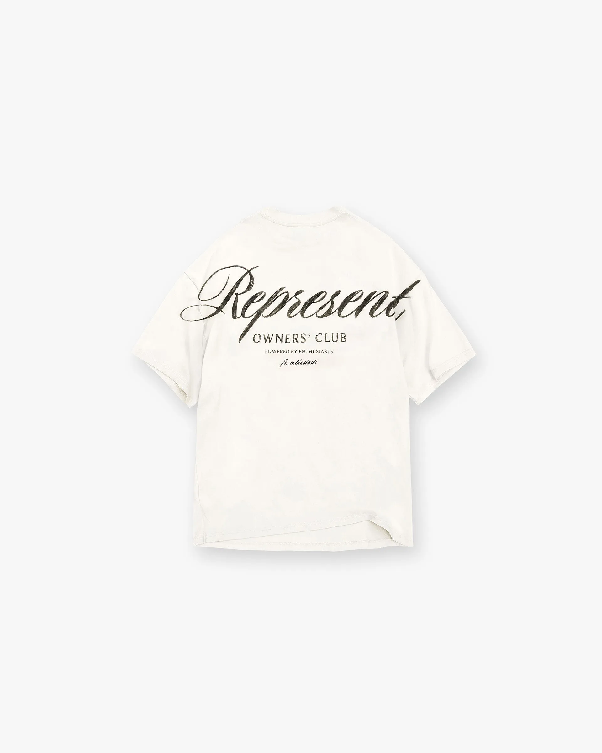 Represent Owners Club Script T-Shirt - Flat White FadeResistant
