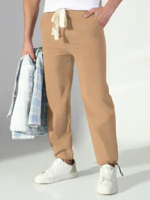 Men's Corduroy Beige Straight Fit Trousers Day-to-Day Wear