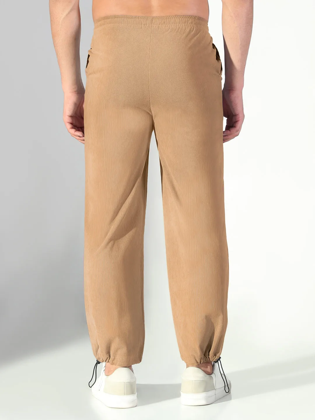 Utility Ready Men's Corduroy Beige Straight Fit Trousers