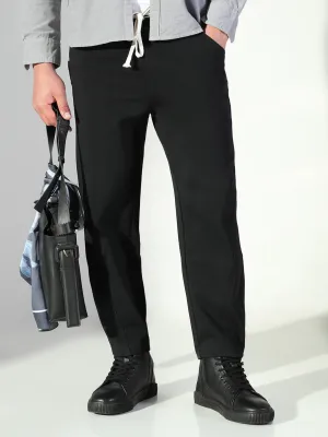 Wide-leg cut Men's Black Solid Trousers