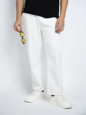 Men's White Relaxed Fit Trousers Perfectly Fit