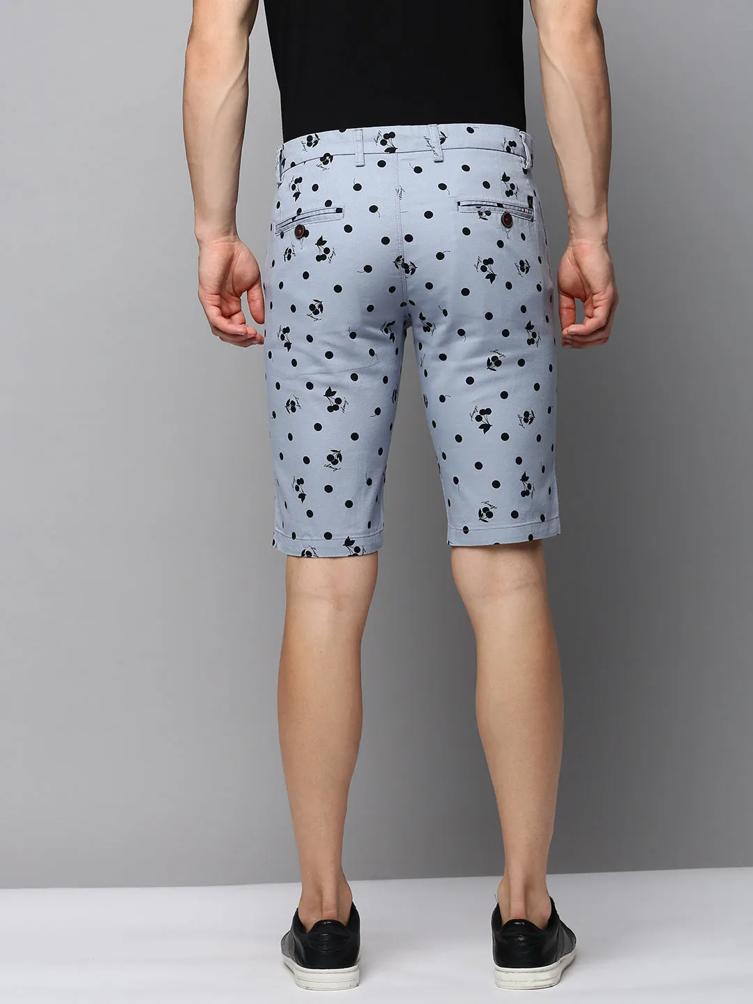 two piece outfit Midweight Texture Men's Blue Printed Cotton Shorts