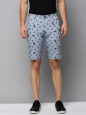 Men's Blue Printed Cotton Shorts Easy Layer UPFProtection