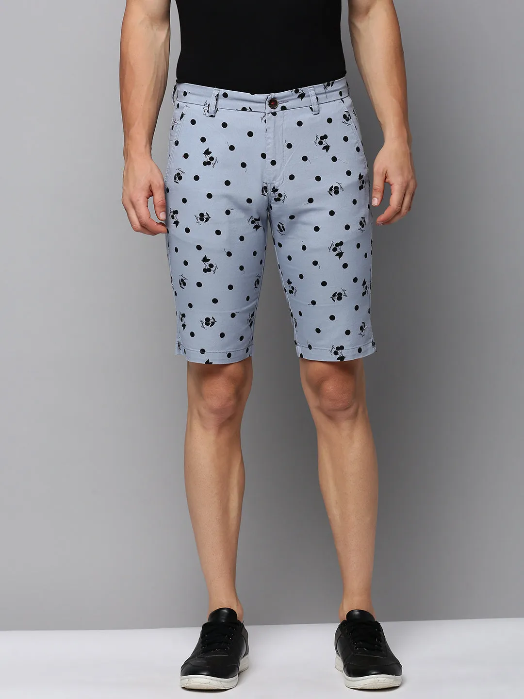Men's Blue Printed Cotton Shorts Easy Layer UPFProtection