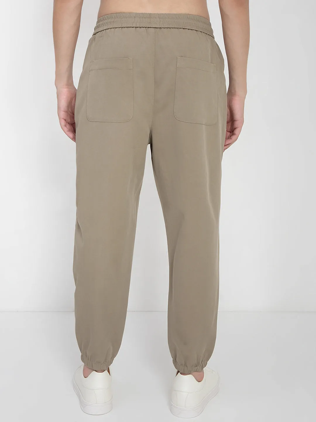 Minimal Cut Comfy Vibes Men's Cotton Beige Relaxed Fit Joggers