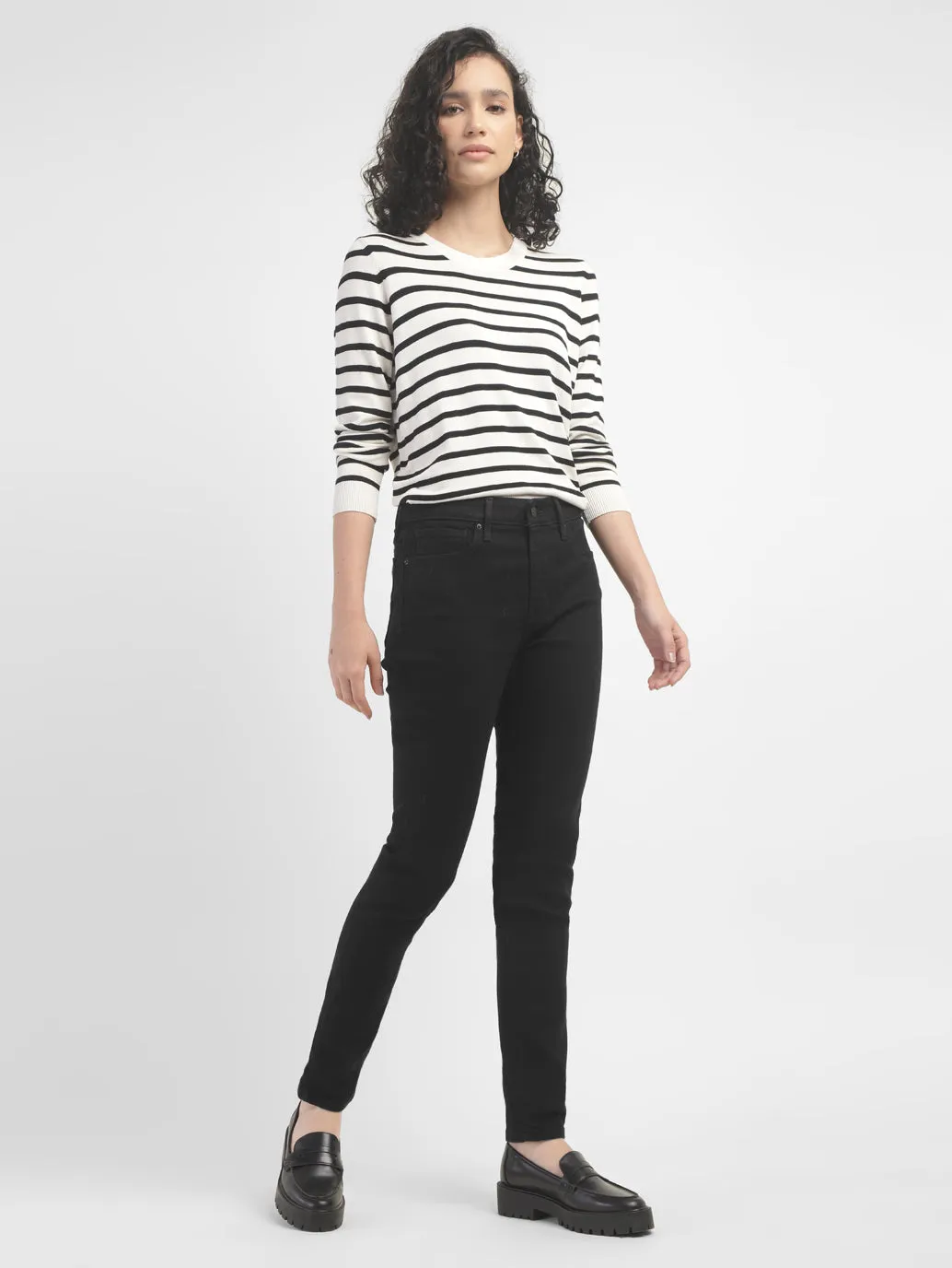 Women's 721 Black Skinny Fit High Rise Jeans Sporty Comfort Comfortable Outfit