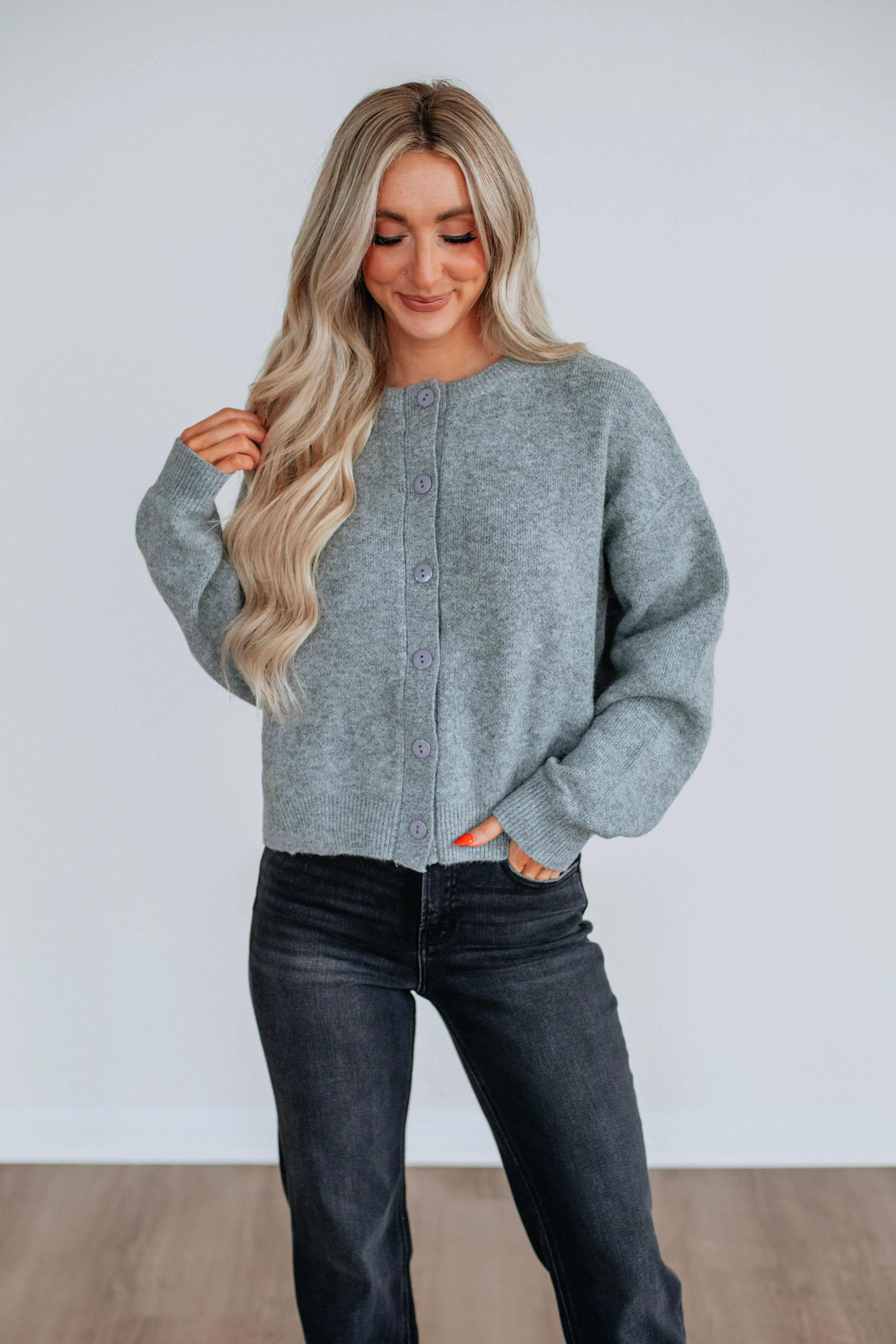 Thermal Lined Cuffs UPF Protection Kassi Cardigan - Heather Grey