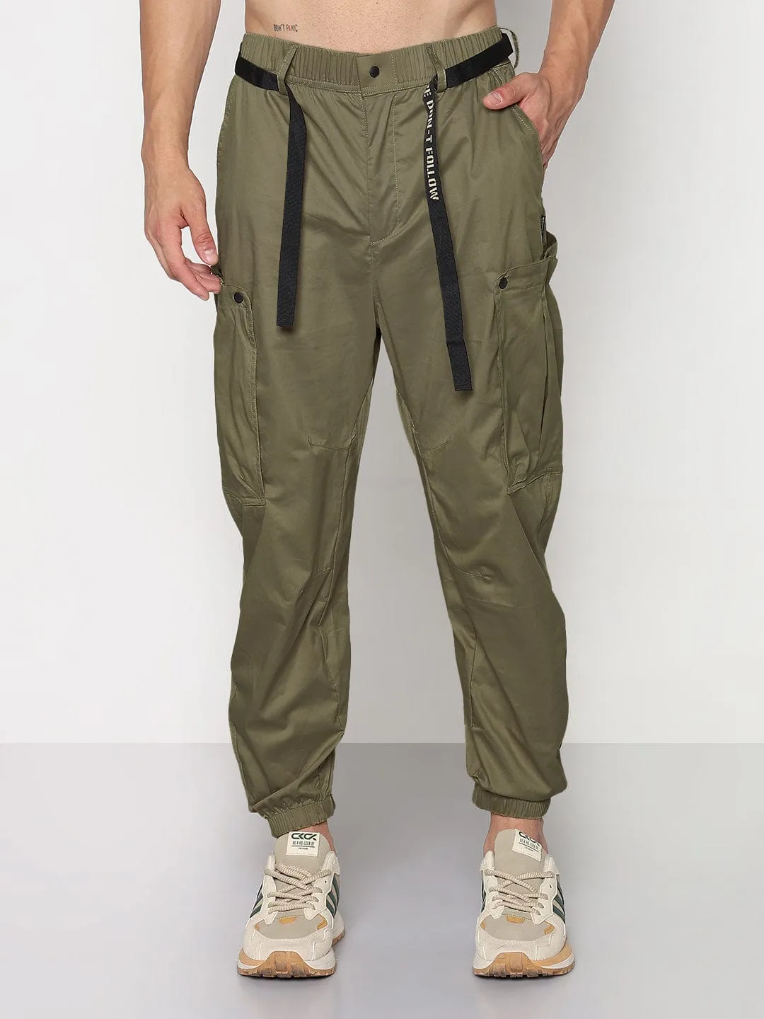 Relaxed Wearable All Time Use Men's Green Relaxed Fit Cargos