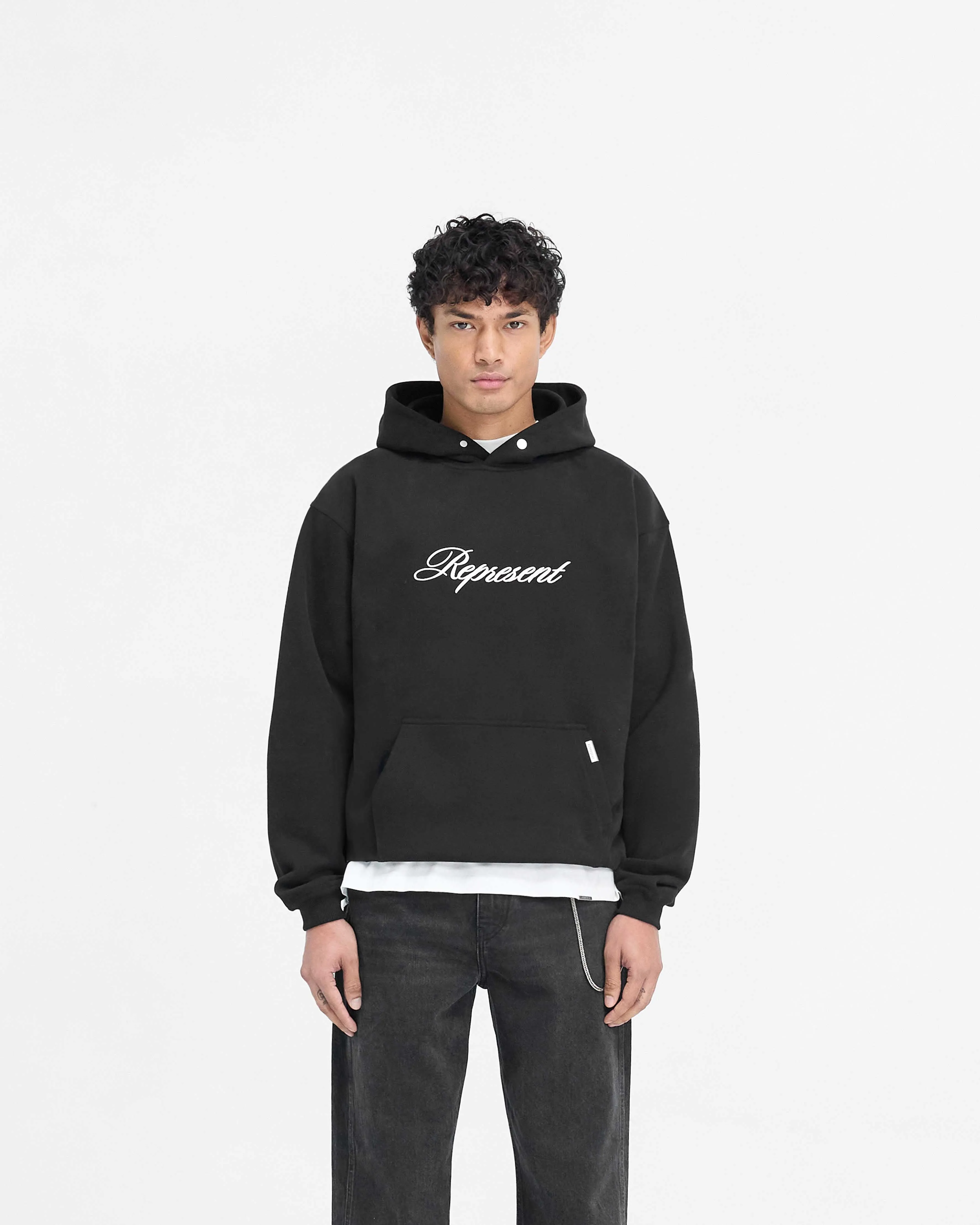 good for holidays suitable for cycling Script Logo Hoodie - Black