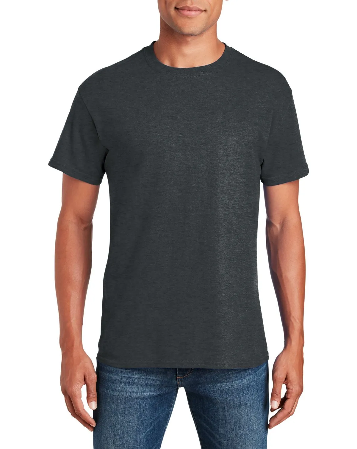 LayeredSleeveConstruction Relaxed Vibe JustBlanks Men's Classic Fit Crew Neck Heavyweight Cotton Short Sleeve Tee