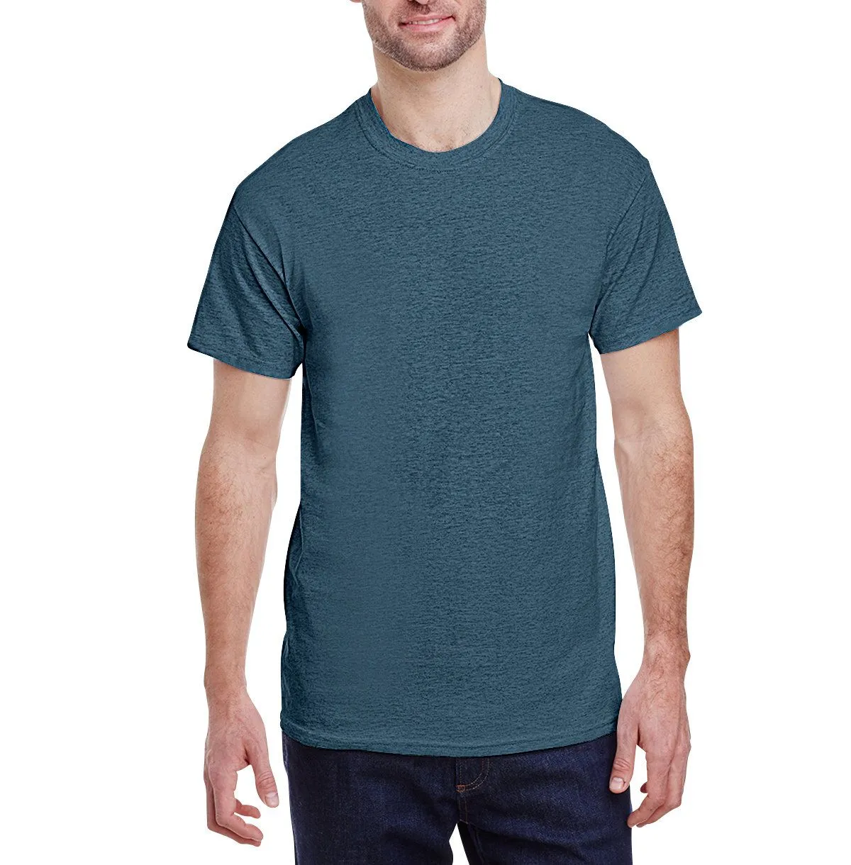Eco Friendly Material Sporty Active Wear JustBlanks Men's Classic Fit Crew Neck Heavyweight Cotton Short Sleeve Tee