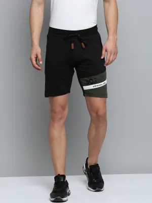 Urban Style Eco Friendly Dye Men's Black Regular Fit Sports Shorts