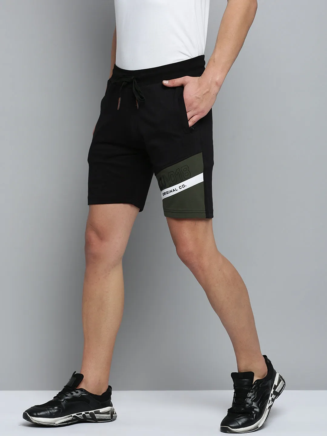 Men's Black Regular Fit Sports Shorts easy-care item
