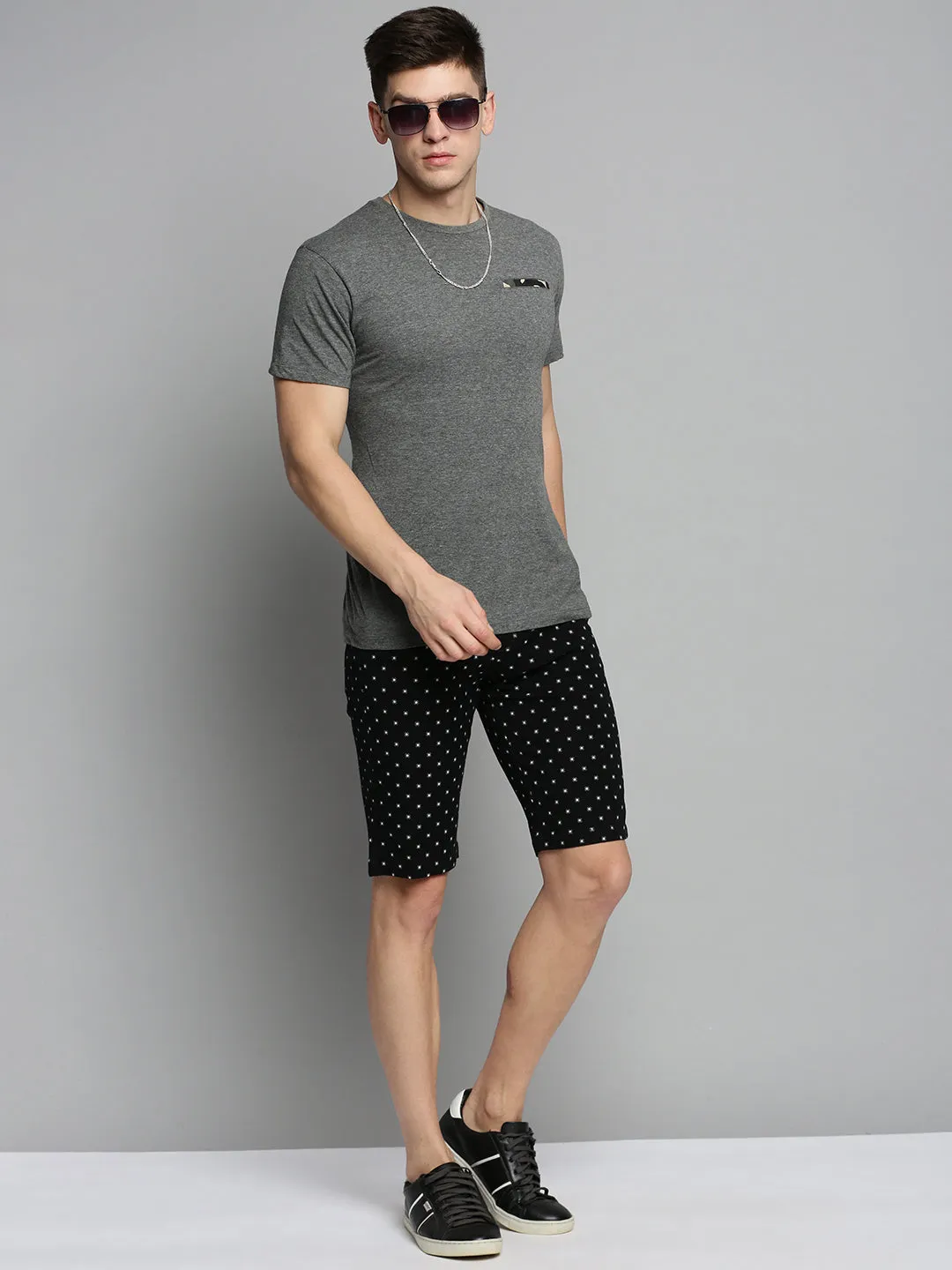 Fresh Day first day of school Men's Black Printed Cotton Chino Shorts