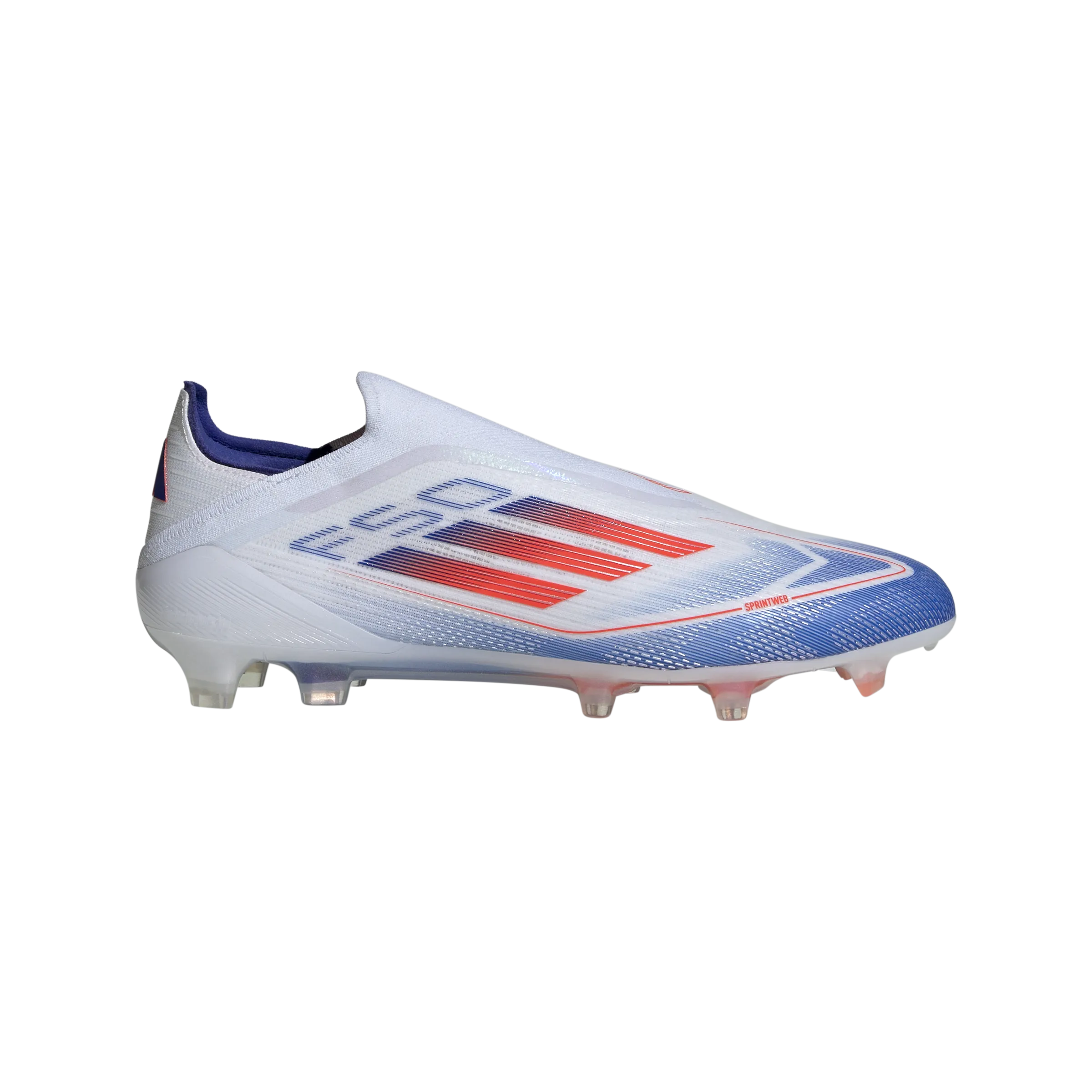 adidas F50 ELITE LACELESS Firm Ground Soccer Cleats | Cloud White-Solar Red-Lucid Blue | Men's Zip Up Style New Arrival