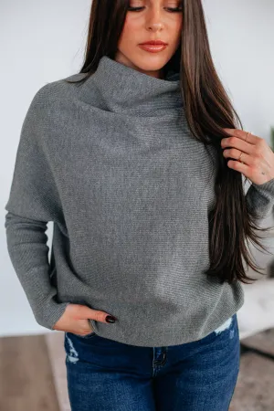 Non Restrictive Cuff Crewneck Style Gretchen Dolman Sweater - Grey
