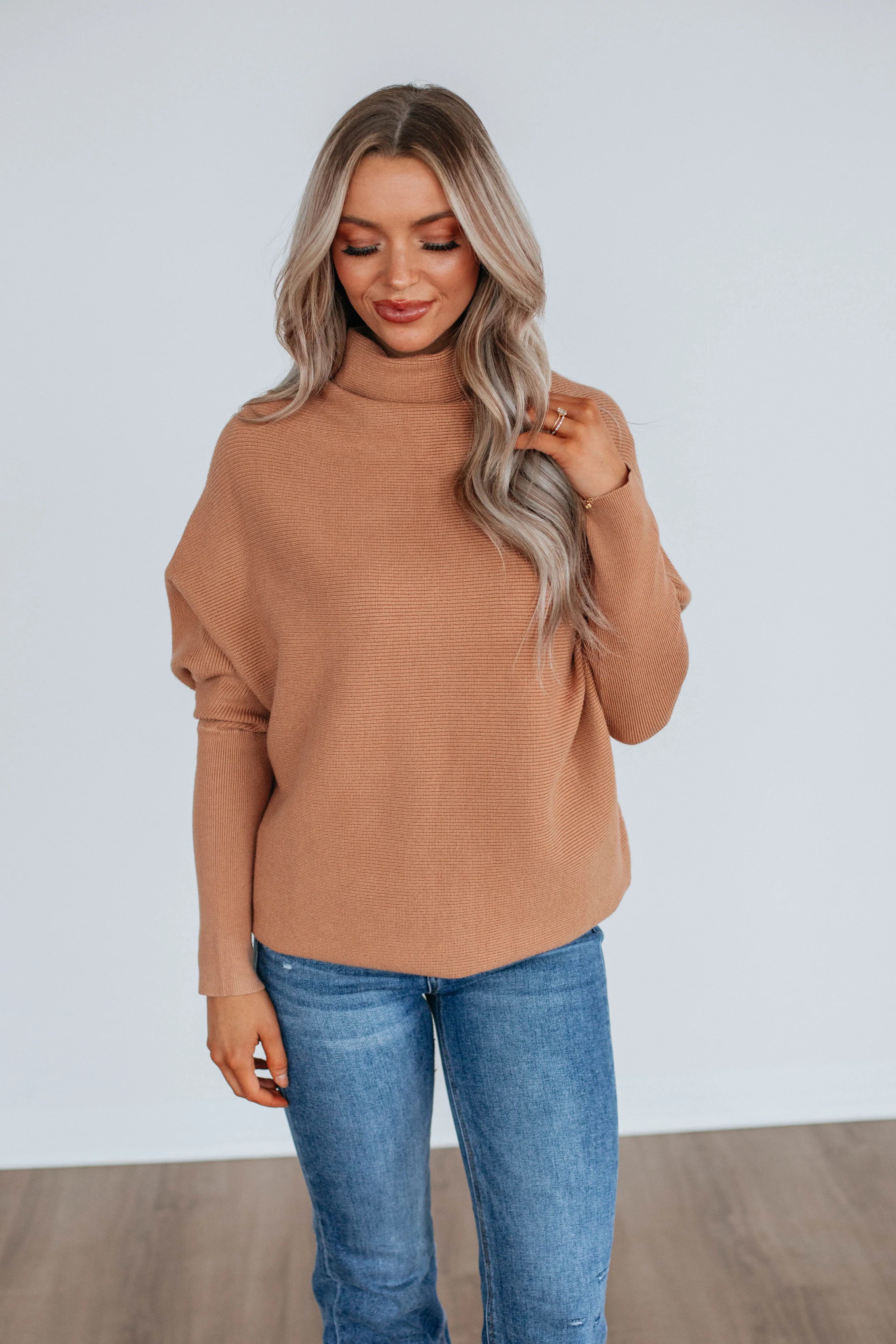 Layered Knit SnagResistant Surface Gretchen Dolman Sweater - Toast