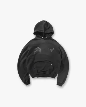 Branded Look Hand Drawn Thoroughbred Hoodie - Aged Black