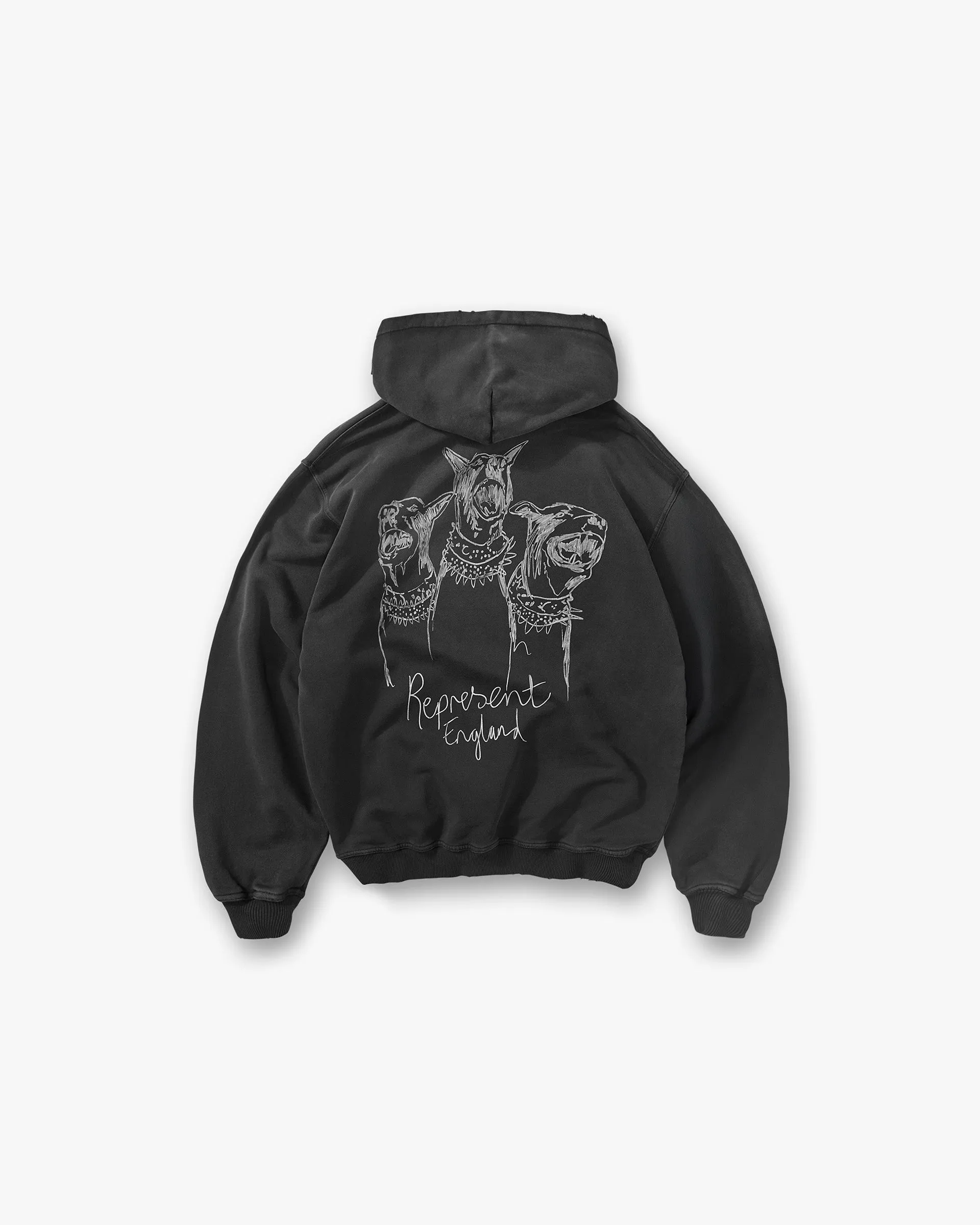 Hand Drawn Thoroughbred Hoodie - Aged Black Comfy Fit logoed