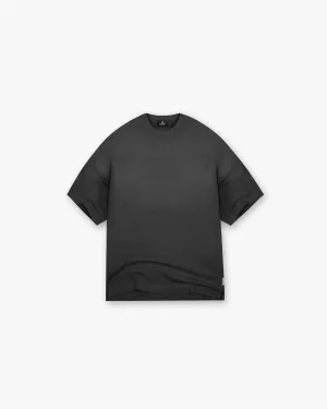 Stepped Hem T-Shirt - Stained Black Quick Drying Relax Style Trend