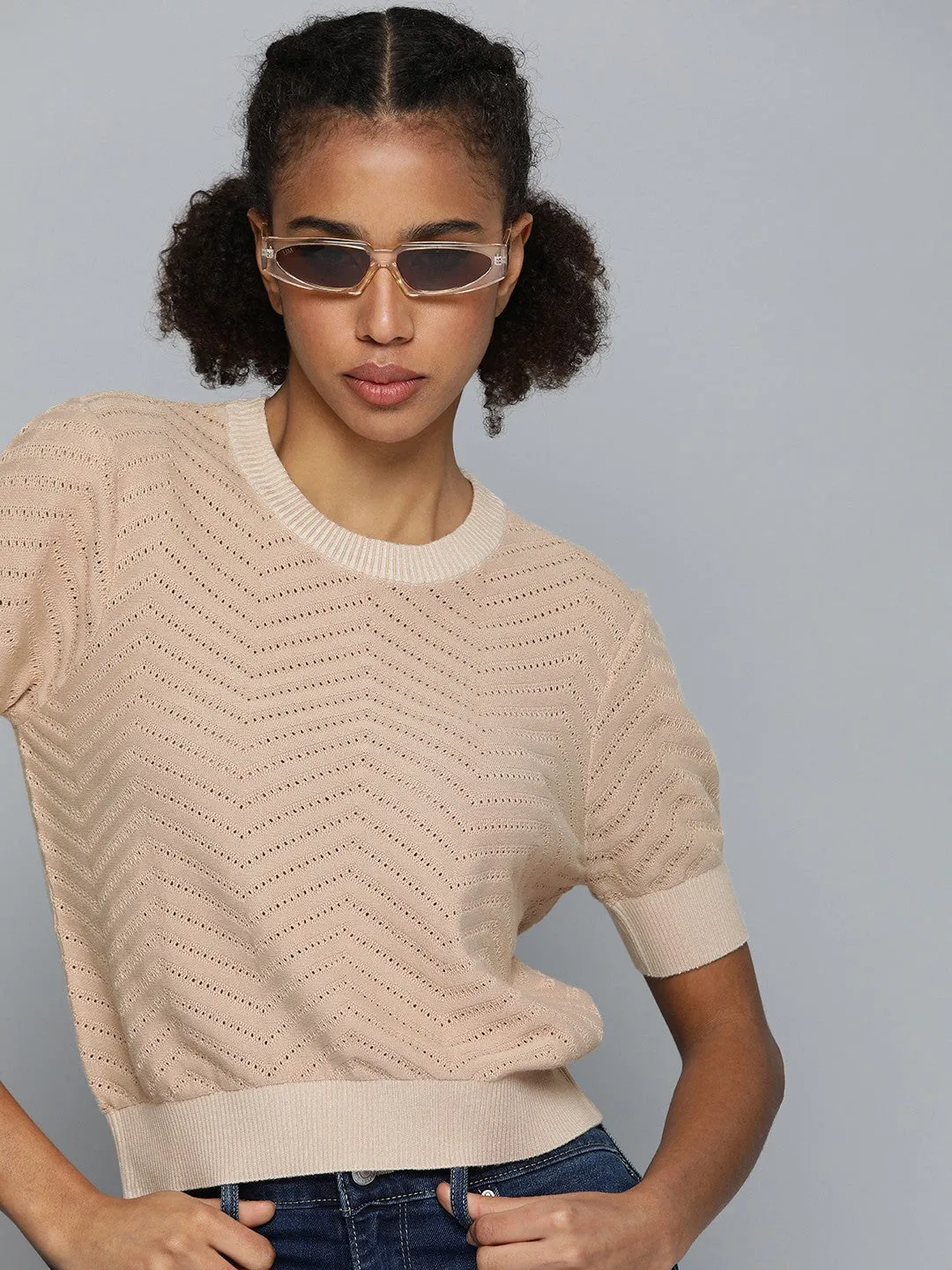 Women's Beige Sweater Circular Knit Sustainability Guide Breathable Liner Integration