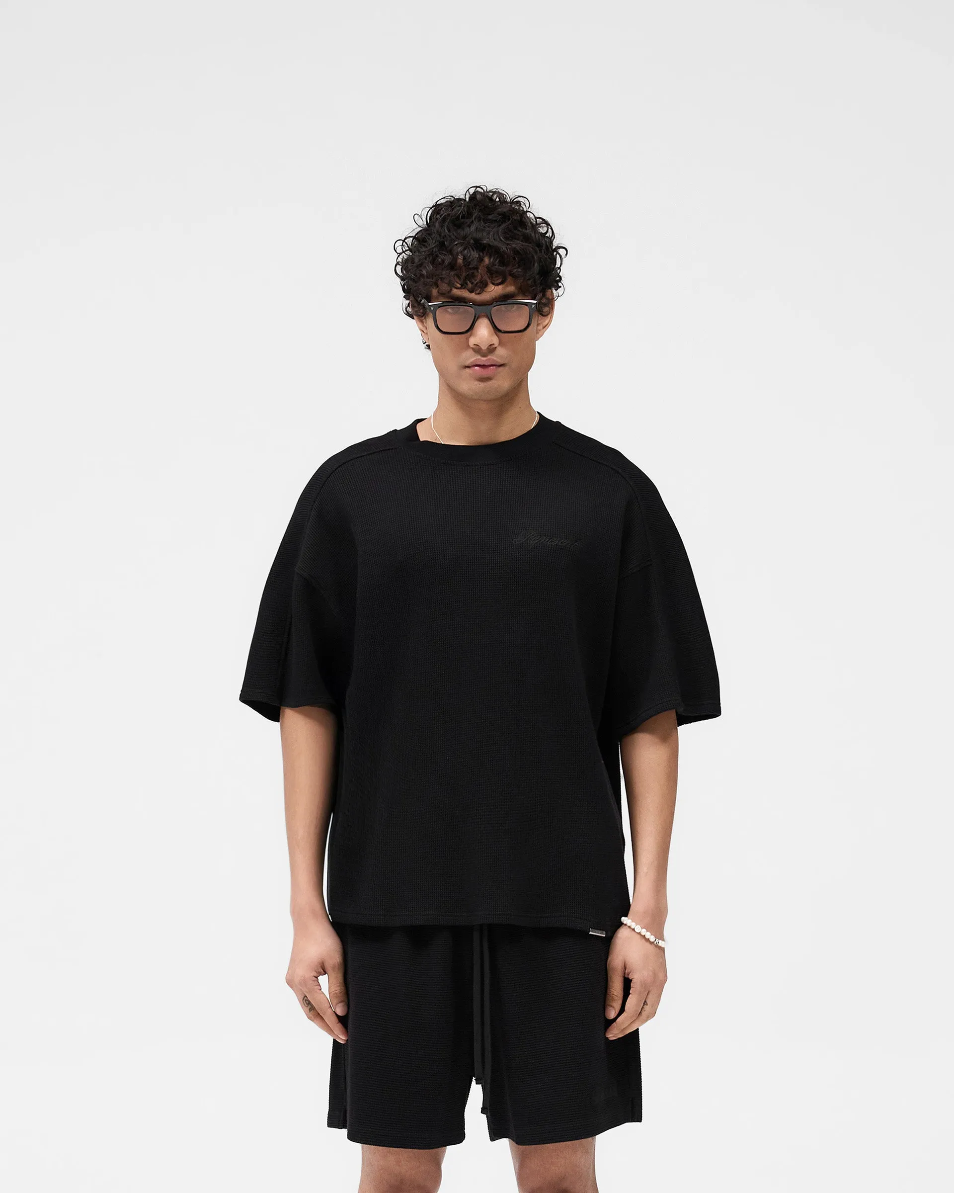 Waffle T-Shirt - Jet Black Wool combination