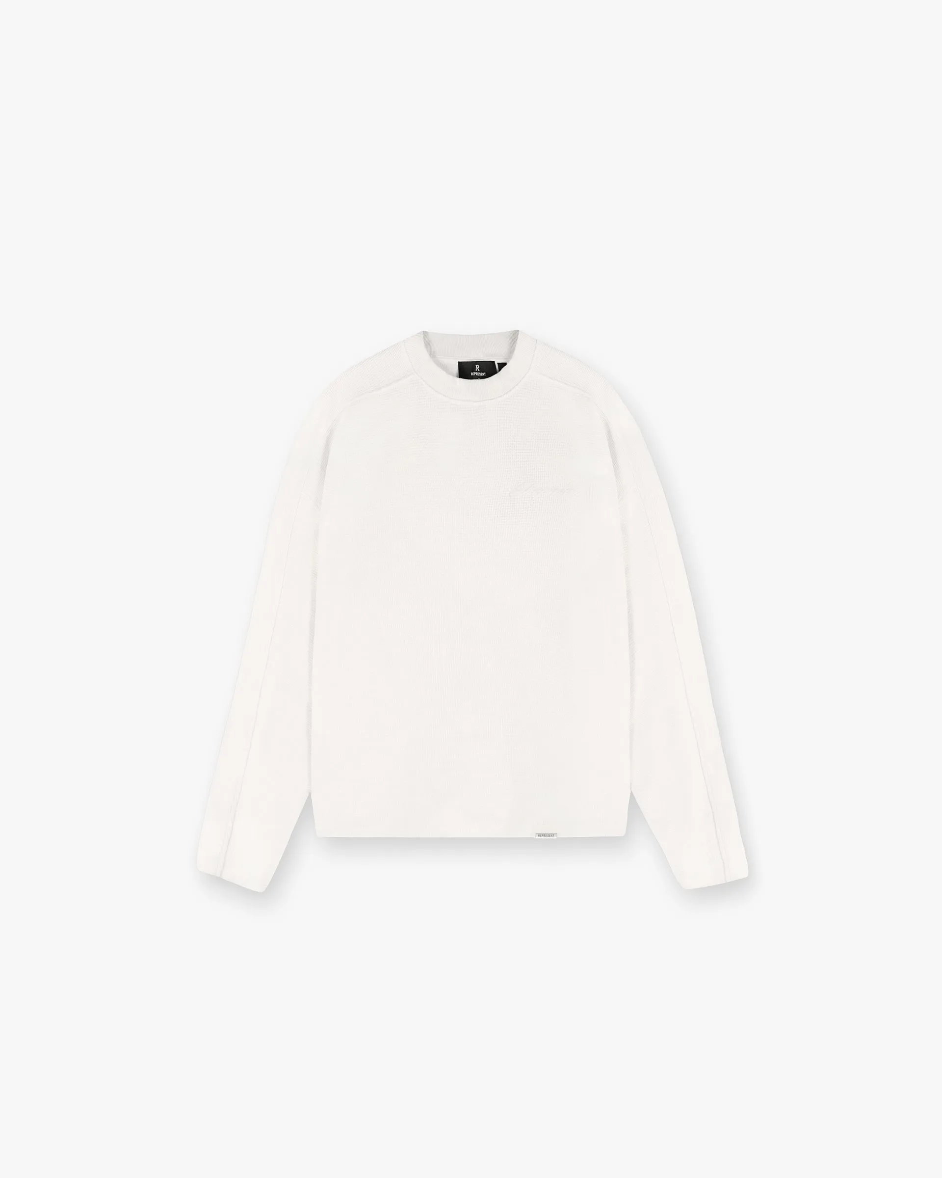 Waffle Long Sleeve T-Shirt - Flat White Relaxed Armhole Cut Classic Comfort