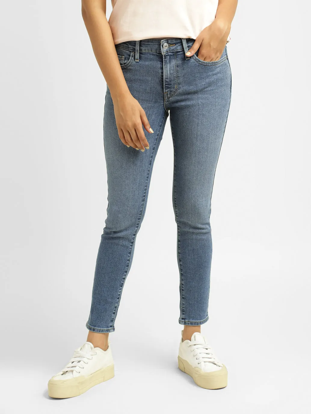 Women's 711 Blue Skinny Fit High Rise Jeans Daily Style