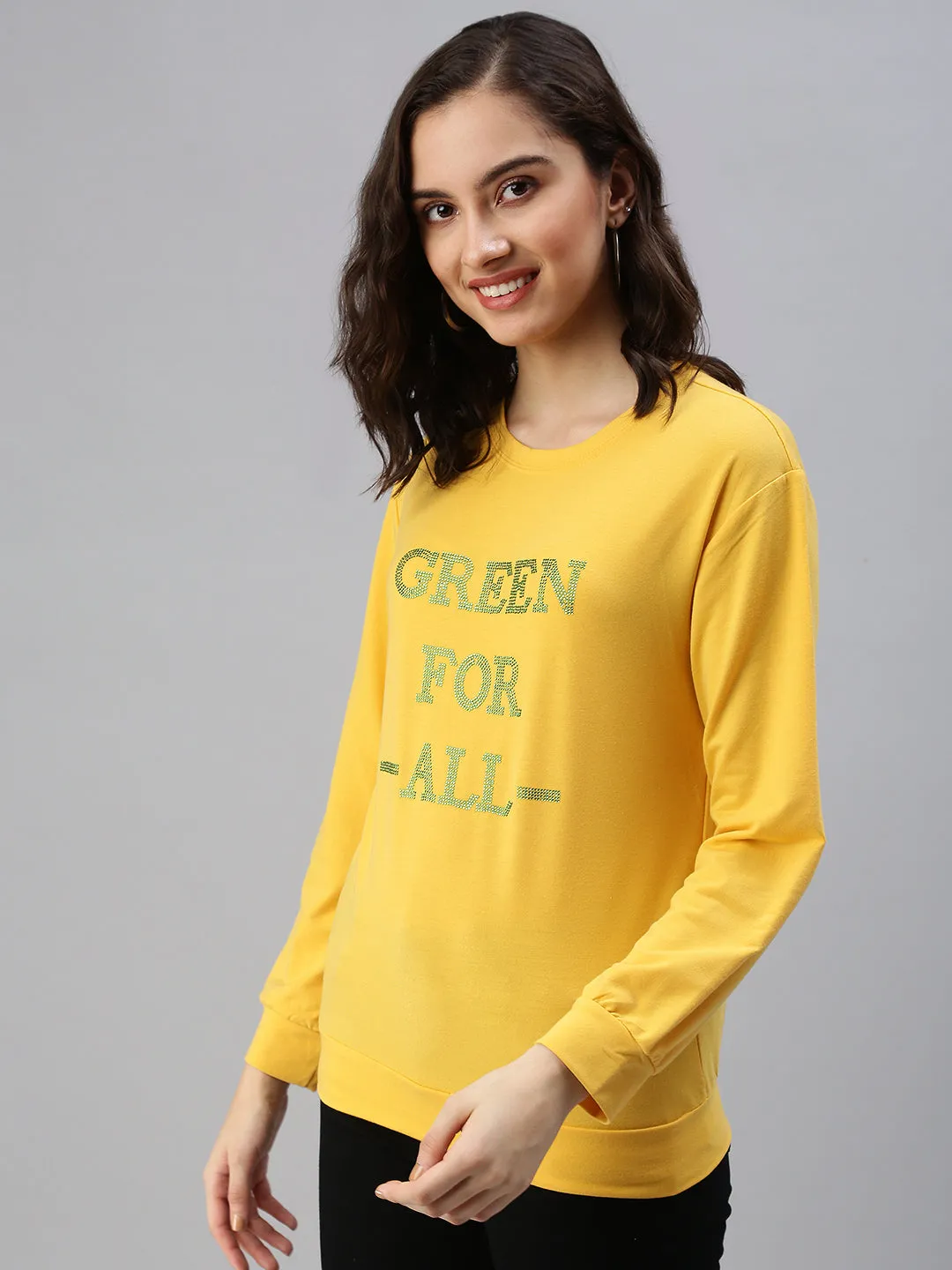 Women's Mustard Printed Sweatshirt Errand Ready product wedding guest charm