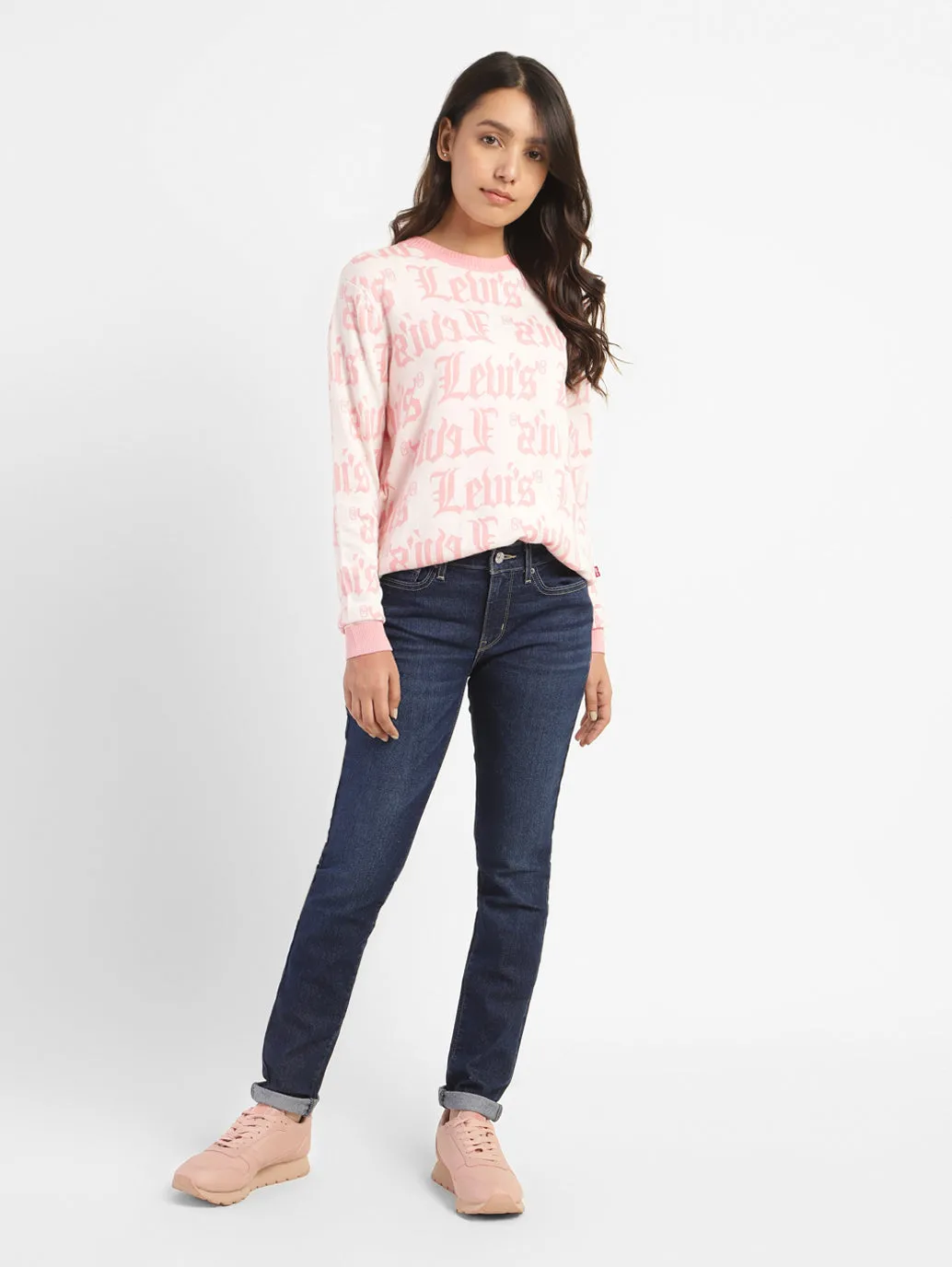 Women's Brand Logo Round Neck Sweatshirt Versatile Piece