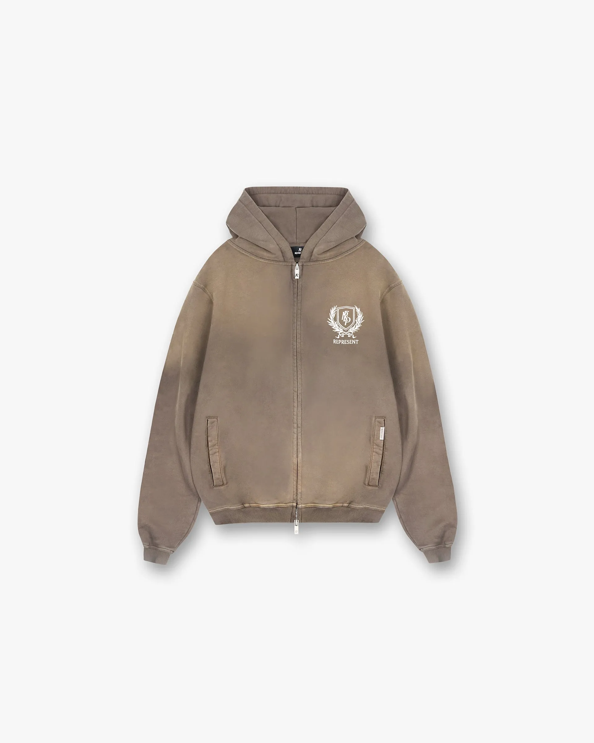 Crest Zip Up Hoodie - Dark Taupe Leather product warranty