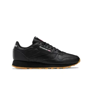 REEBOK GY0954 (100008493) CLASSIC LEATHER MN'S (Medium) Black/Grey/Gum Leather Lifestyle Shoes Elastic laces