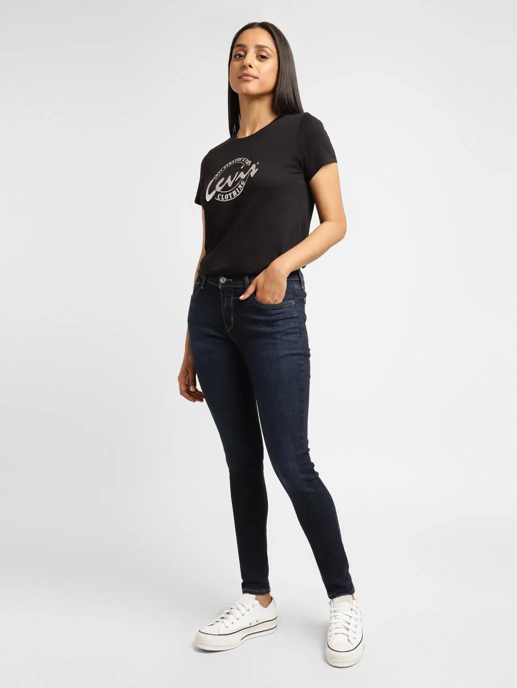 Anti Static Treatment Minimalist Night Out Smooth Women's 710 Blue Skinny Fit Mid Rise Jeans