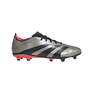 sprinting adidas Predator League Firm Ground Soccer Cleats | Platinum Metallic-Aurora Black-Turbo | Men's