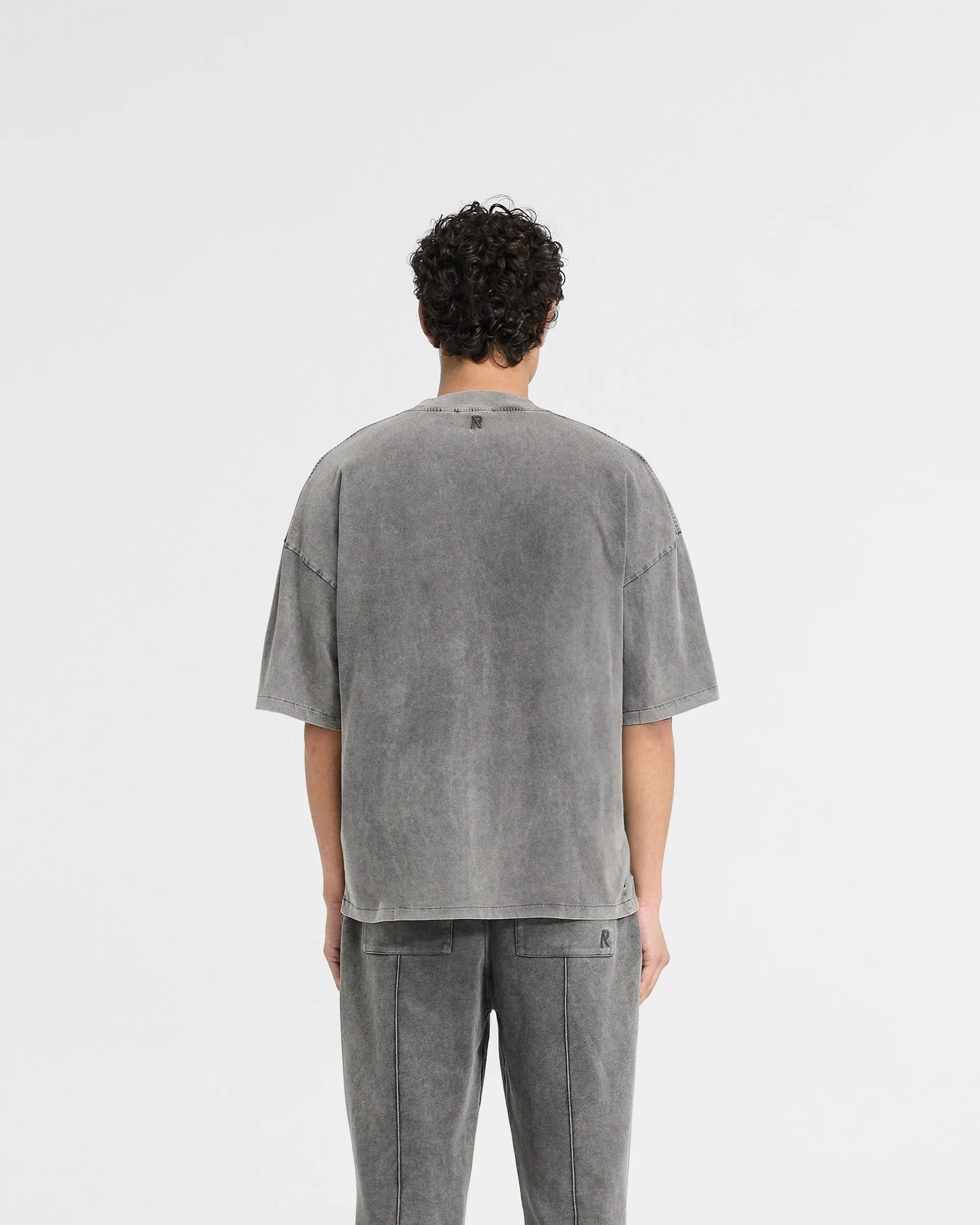 Initial Boxy T-Shirt - Vintage Grey Sporty Design