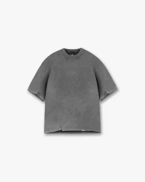 Stretchable Weave Initial Boxy T-Shirt - Vintage Grey