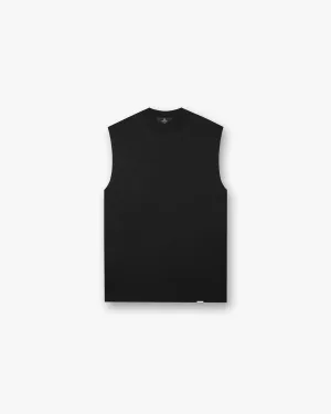 All Day Comfort loose but not baggy Initial Boxy Tank - Black