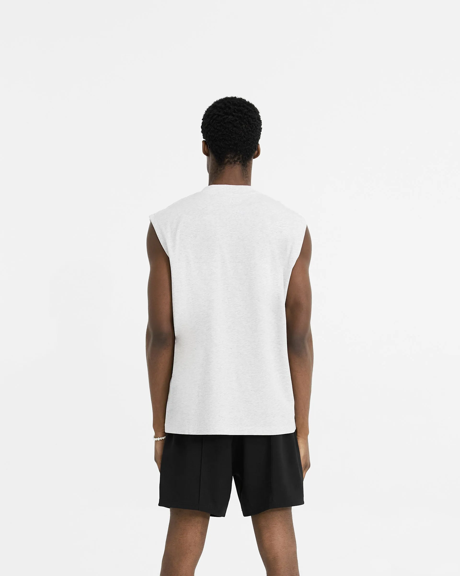 Street Casual Look Initial Boxy Tank - Ice Grey Marl